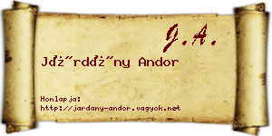Járdány Andor névjegykártya